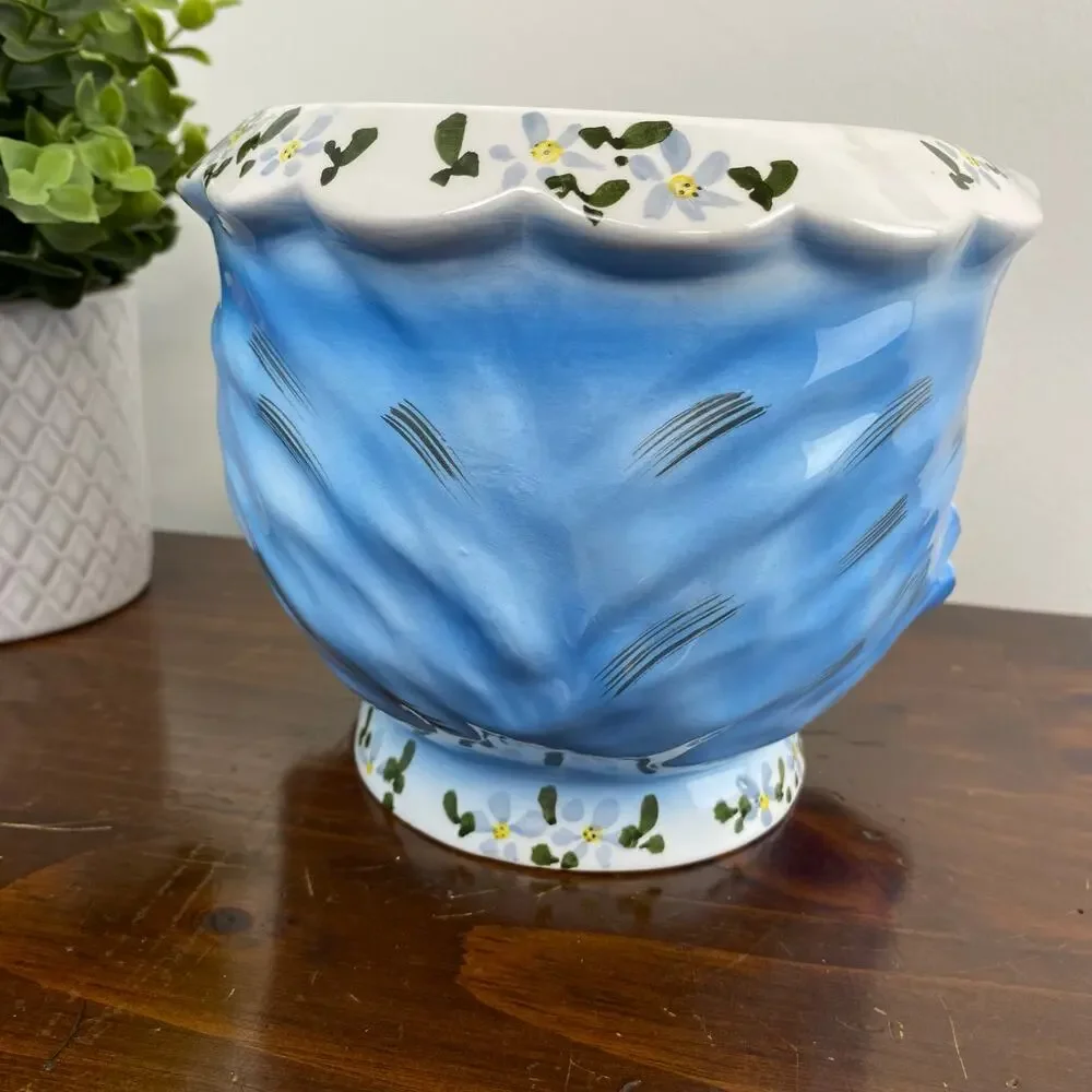 Vintage 50s Lefton Miss Priss Blue Cat Planter Vase Cookie Jar Base Kitsch #1502